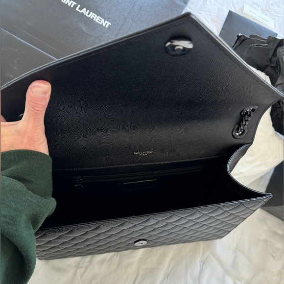 YSL Yves Saint Laurent large envelope bag black/gunmetal w/ all original pkg - Picture 8 of 10